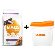 IAMS Cat Kitten Chicken 2kg + IAMS Cat Food Container 2kg - Pet Food Set