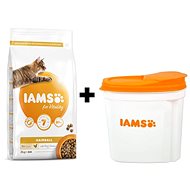 IAMS Cat Adult Hairball Chicken 2kg + IAMS Cat Food Container 2kg - Pet Food Set