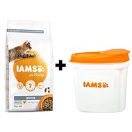 IAMS Cat Adult Indoor Chicken 2kg + IAMS Cat Food Container 2kg - Pet Food Set