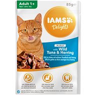 IAMS Delights for adult cats - with tuna and herring in jelly 85 g - Cat Food Pouch