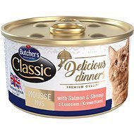 Butcher´s Classic Delicious Dinners  konzerva  s lososom a krevetami 85 g - Konzerva pre mačky