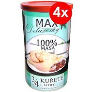 MAX Deluxe 3/4 Chicken with Liver 1200g, 4 pcs - Canned Dog Food