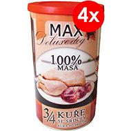 MAX Deluxe 3/4 Chicken with Hearts 1200g, 4 pcs - Canned Dog Food