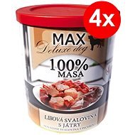 MAX deluxe kocky chudej svaloviny s pečeňou 800 g, 4 ks - Konzerva pre psov