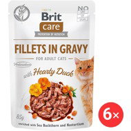 Brit Care Cat Fillets in Gravy with Hearty Duck 6 × 85 g - Cat Food Pouch