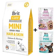Brit Care Mini Grain Free Hair & Skin 2kg + 2 x Pouch 85g - Dog Kibble
