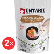 Ontario Kapsička tuňák a losos ve vývaru 2 × 80 g - Cat Soup
