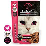 FINE CAT pocket GRAIN-FREE STERILISED CHICKEN in sauce 22 × 100g - Cat Food Pouch