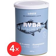 LOUIE Kompletní krmivo ryba s kuřecím (95 %) s rýží (5 %) 4 × 400 g - Canned Dog Food