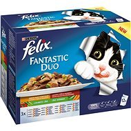 Felix Fantastic Duo Delicious Meat Selection in Jelly with Vegetables 12 × 100g - Cat Food Pouch