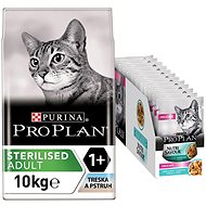 Pro Plan Cat Sterilised Cod & Trout 10 kg + Pro Plan Cat Delicate Sea Fish Capsule 26 × 85 g - Cat Kibble