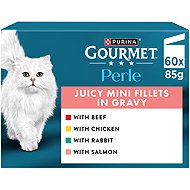 Gourmet Perle pouches for cats, beef, chicken, rabbit, salmon in juice 60x85g - Cat Food Pouch