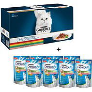 Gourmet Perle multipack 60 × 85 g + Dentalife Cat salmon 8 × 40 g - Cat Food Pouch