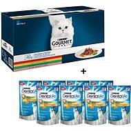 Gourmet Perle multipack 60× 85 g + Dentalife Cat kura 8× 40 g - Kapsička pre mačky