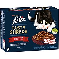 FelixTasty Shreds pouches for cats, beef, chicken, duck, turkey in juice 12x80g - Cat Food Pouch