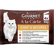 Gourmet A la Carte pouches for cats, chicken, beef, trout, cod 4x85g - Cat Food Pouch