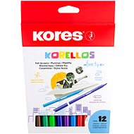 KORES KORELLOS children's, thin tip, 12 colours - Felt Tip Pens
