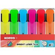 KORES BRIGHT LINER PLUS Set of 6 Colours (Yellow, Green, Pink, Orange, Blue, Red) - Highlighter