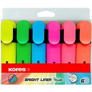 KORES BRIGHT LINER PLUS Set of 6 Colours (Yellow, Green, Pink, Orange, Blue, Red) - Highlighter