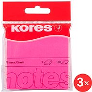 KORES 75 x 75 mm, 100 Blütenblätter, neonpink - 3er-Pack - Haftnotizblock