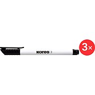 KORES K-MARKER for whiteboards, thin tip, black - pack of 3 - Marker