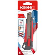 KORES KCS 18 mm, kovová kolejnice, soft grip úchop šedo - červený - Odlamovací nůž