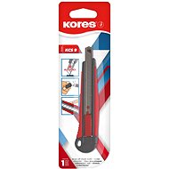 KORES KCS 9 mm, kovová kolejnice, soft grip úchop šedo - červený - Odlamovací nůž
