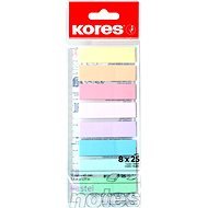 KORES Indexs Strips auf einem Lineal Pastell 45 × 12 mm, 8 × 25 Blätter, Pastellmix - Haftnotizen