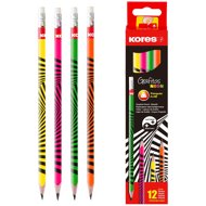 KORES Grafitos Neon, triangular HB, with white rubber - pack of 12 - Pencil