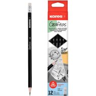 KORES Grafitos, triangular HB, with white rubber - pack of 12 - Pencil