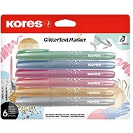 KORES Glitter Text Marker - Set mit 6 Farben - Textmarker