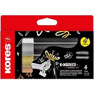 KORES K-Marker Creative Set 4 Stk., 3 Metallic-Farben (gold, silber, kupferfarben) + 1 weiß - Marker-Set