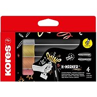 KORES K-Marker Metallic Set 4 Stk., Metallic-Farben (gold, silber, kupferfarben, chrom-rosa) - Marker-Set