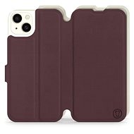 Mobiwear Soft Touch flip pro Apple iPhone 15 Plus - Bordové & Béžové - Phone Case
