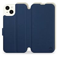 Mobiwear Soft Touch flip pro Apple iPhone 15 Plus - Modré & Béžové - Phone Case