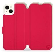 Mobiwear Soft Touch flip na Apple iPhone 15 Plus - Červené & Béžové - Puzdro na mobil