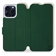 Mobiwear Soft Touch flip pro Apple iPhone 15 Pro Max - Zelené & Béžové - Phone Case