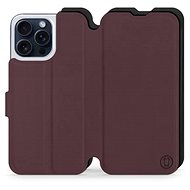 Mobiwear Soft Touch flip pro Apple iPhone 15 Pro Max - Bordové & Černé - Phone Case