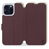 Mobiwear Soft Touch flip pro Apple iPhone 15 Pro Max - Bordové & Béžové - Phone Case