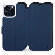 Mobiwear Soft Touch flip pro Apple iPhone 15 Pro Max - Modré & Černé - Phone Case