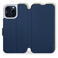 Mobiwear Soft Touch flip pro Apple iPhone 15 Pro Max - Modré & Béžové - Phone Case