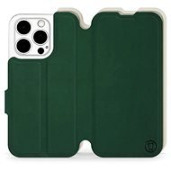 Mobiwear Soft Touch flip pro Apple iPhone 15 Pro - Zelené & Béžové - Phone Case