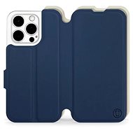 Mobiwear Soft Touch flip pro Apple iPhone 15 Pro - Modré & Béžové - Phone Case