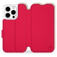 Mobiwear Soft Touch flip na Apple iPhone 15 Pro - Červené & Béžové - Puzdro na mobil