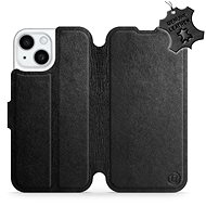 Mobiwear Apple iPhone 15 fekete bőr flip tok - L_BLS - Mobiltelefon tok