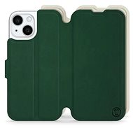 Mobiwear Soft Touch flip pro Apple iPhone 15 - Zelené & Béžové - Phone Case