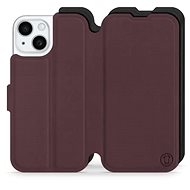 Mobiwear Soft Touch flip pro Apple iPhone 15 - Bordové & Černé - Phone Case