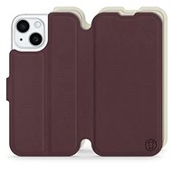 Mobiwear Soft Touch flip pro Apple iPhone 15 - Bordové & Béžové - Phone Case