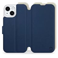 Mobiwear Soft Touch flip pro Apple iPhone 15 - Modré & Béžové - Phone Case