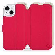 Mobiwear Soft Touch flip pro Apple iPhone 15 - Rudé & Béžové - Phone Case
